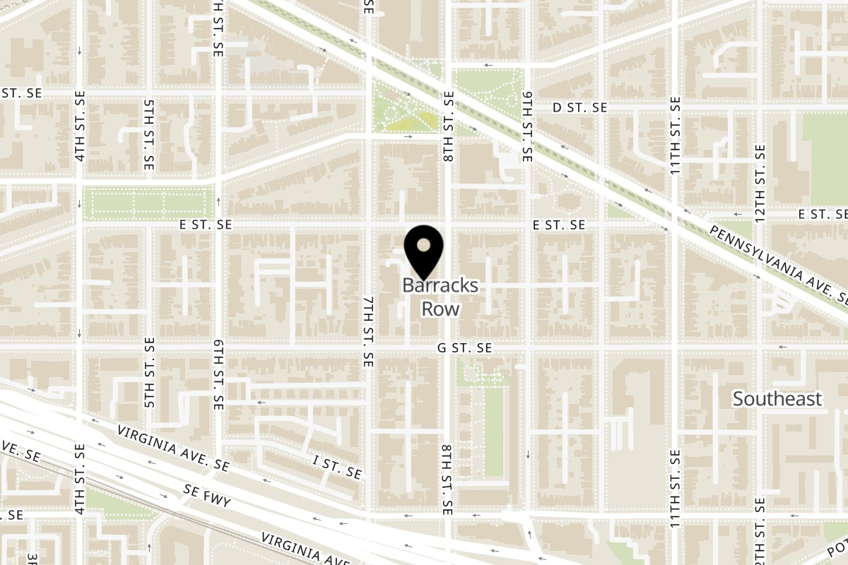 Map showing the location of AMBAR Capitol Hill on 523 8th St SE in Washington